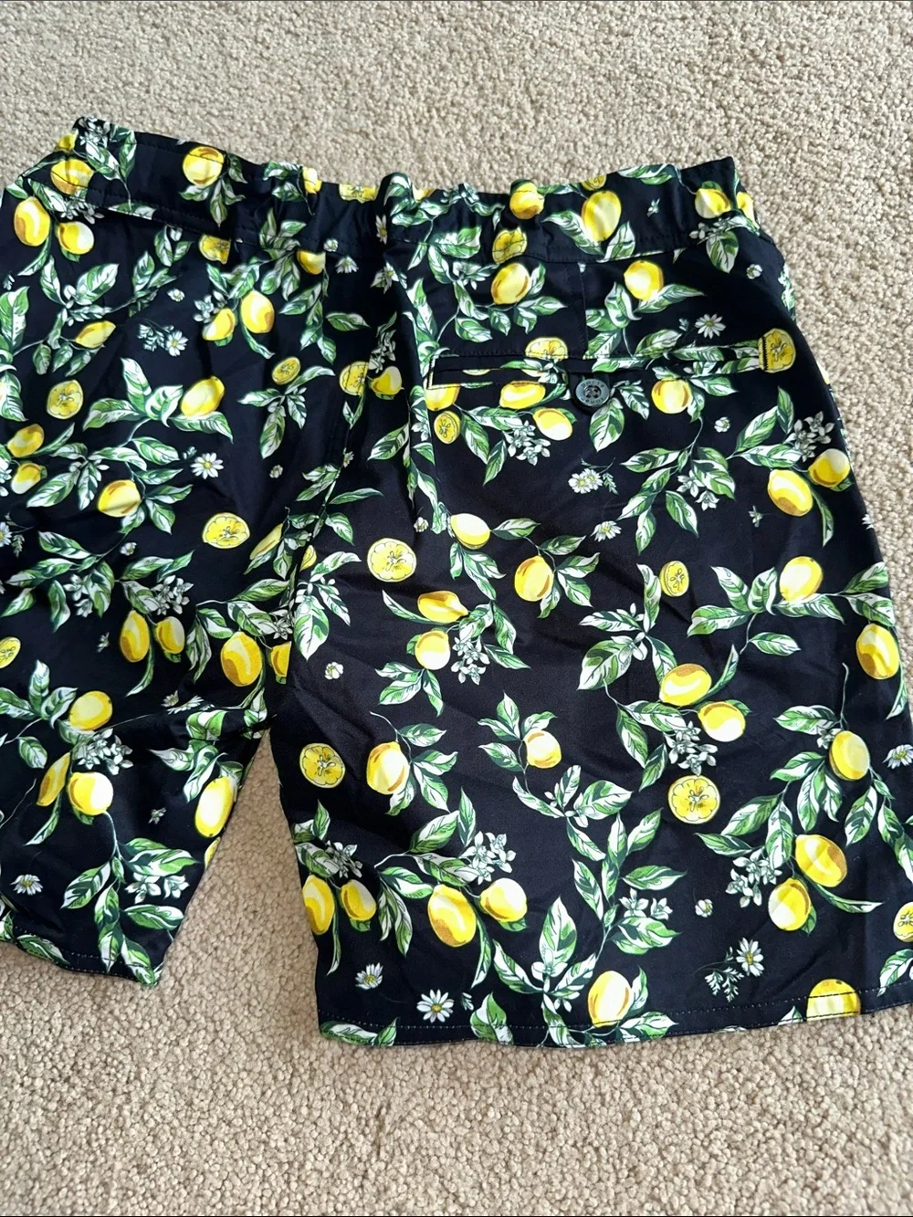 Parke & Ronen lemon print swim trunks